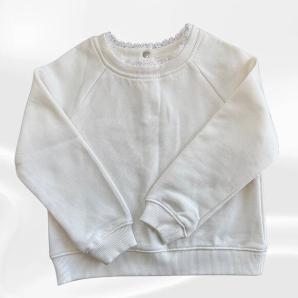 Copper Key Girls White Sweater 6X – Soft Knit Pullover with Lace Collar - Picture 1 of 6